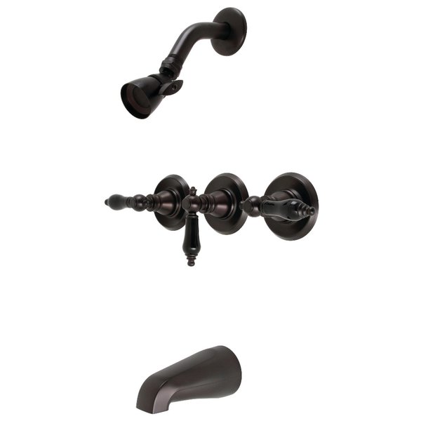 Kingston Brass ThreeHandle Tub and Shower Faucet, Oil Rubbed Bronze KB235AKL